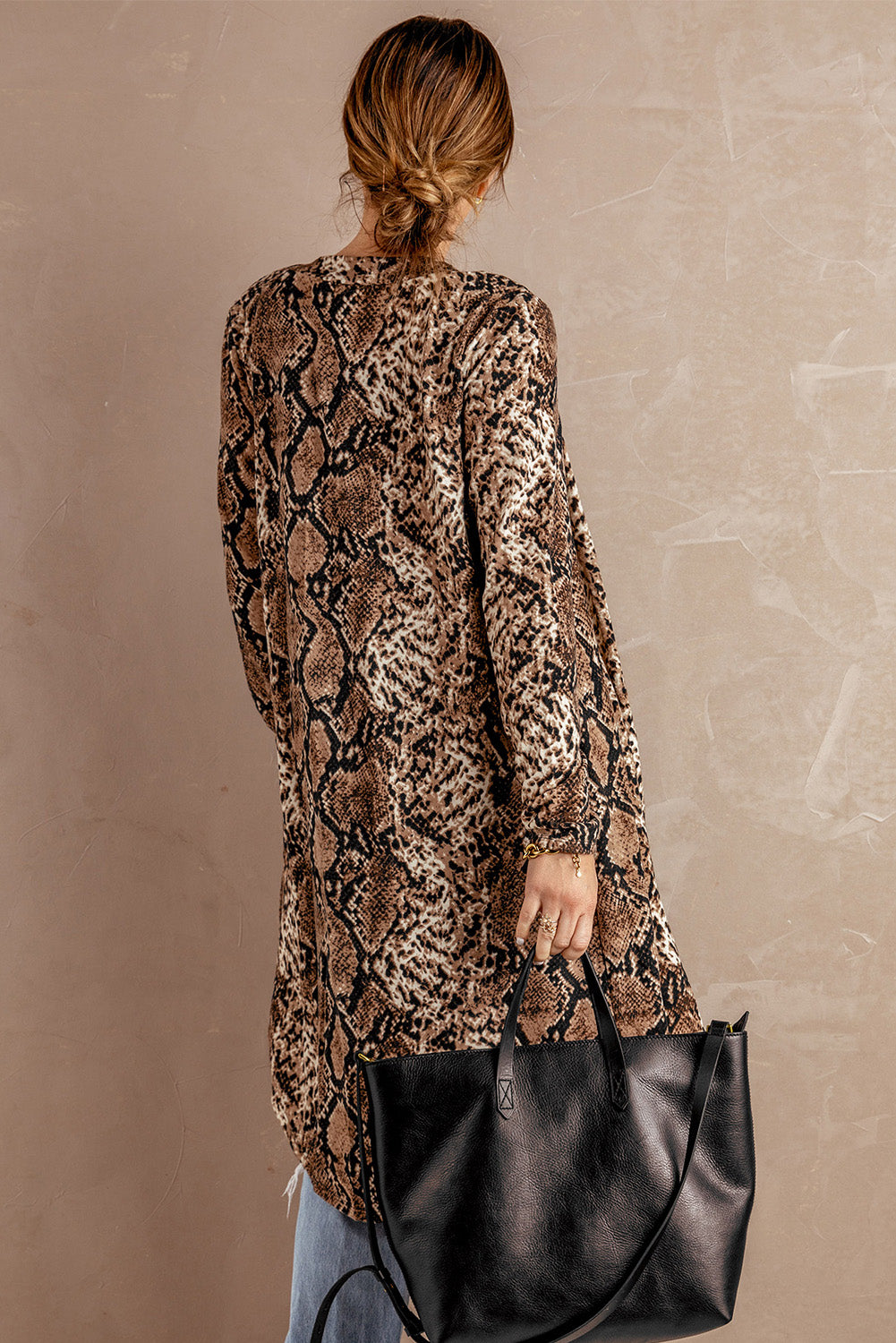 Snake Print Long Cardigan Sweaters & Cardigans JT's Designer Fashion