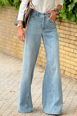 Dusk Blue Acid Wash Extra Wide Leg High Waist Long Jeans Dusk Blue 75%Cotton+23%Polyester+2%Elastane Jeans JT's Designer Fashion