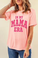 Pink IN MY MAMA ERA Crew Neck Graphic T Shirt Graphic Tees JT's Designer Fashion
