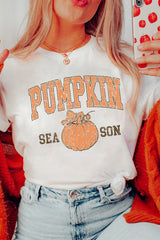 White PUMPKIN SEASON Cracking Printed Cotton Blend T Shirt Graphic Tees JT's Designer Fashion