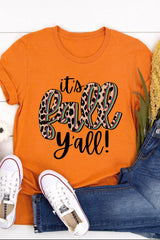 Orange Its Fall Yall Animal Print Casual T Shirt Graphic Tees JT's Designer Fashion