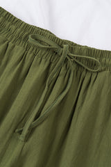 Green Drawstring Elastic Waist Pockets Long Straight Legs Pants Pants & Culotte JT's Designer Fashion