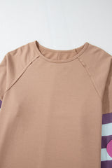 Dune Flower Patchwork Raglan Sleeve Exposed Seam Oversized Top Long Sleeve Tops JT's Designer Fashion