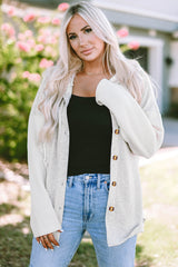 Gray Button Up Contrast Knitted Sleeves Hooded Jacket Jackets JT's Designer Fashion
