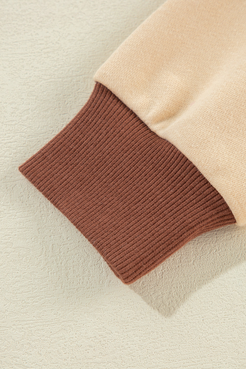 Light French Beige Striped Colorblock Patchwork Collar Sweatshirt Sweatshirts & Hoodies JT's Designer Fashion