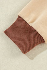 Light French Beige Striped Colorblock Patchwork Collar Sweatshirt Sweatshirts & Hoodies JT's Designer Fashion