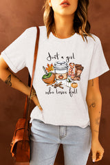 White Just A Girl Who Loves Fall Graphic T Shirt Graphic Tees JT's Designer Fashion