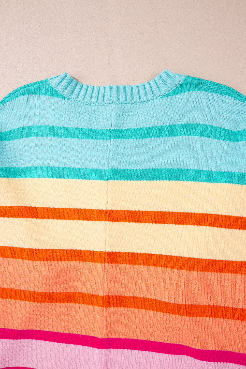 Yellow Stripe Gradient Striped Ribbed Edge Loose Sweater Sweaters JT's Designer Fashion