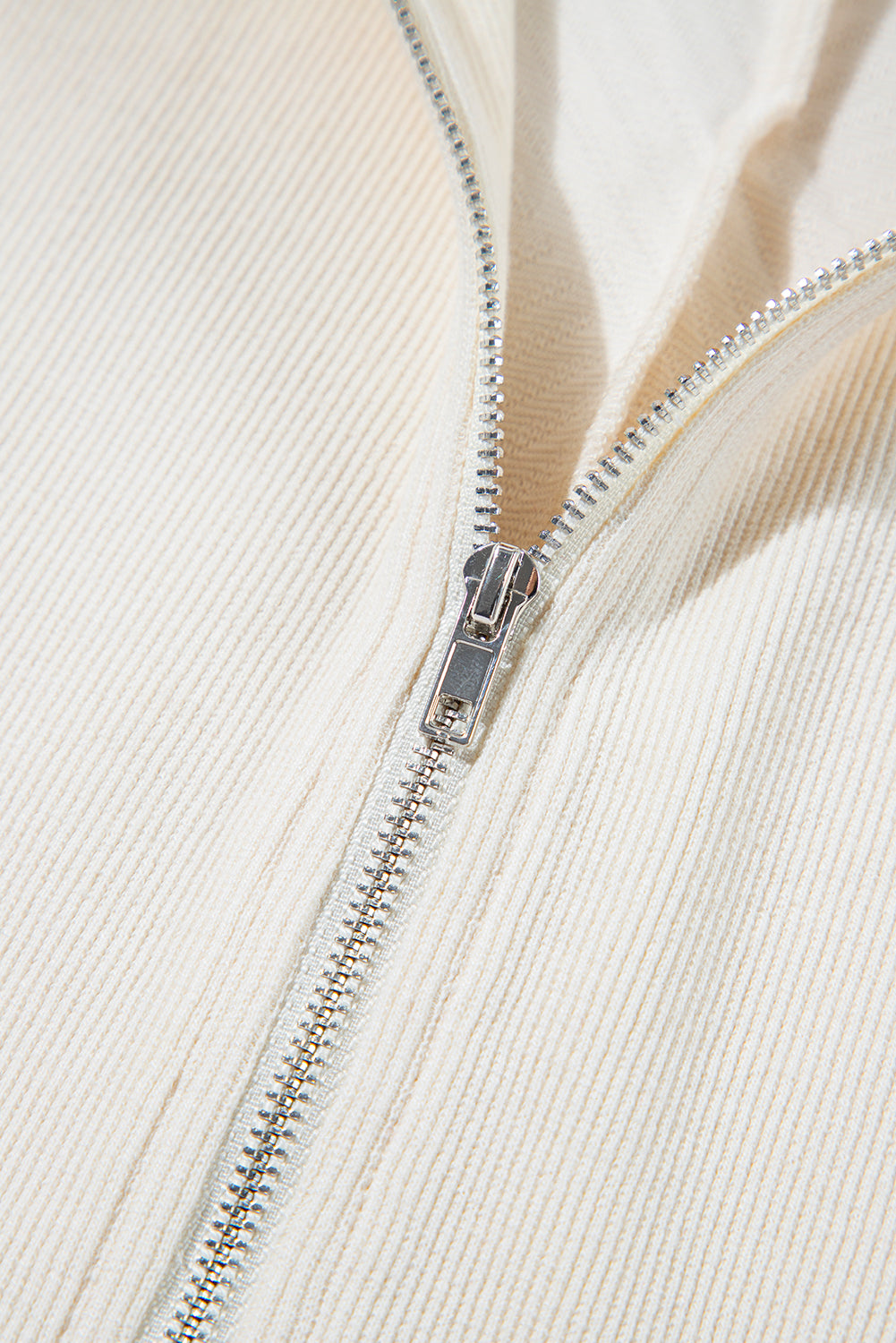 Jet Stream Textured Zipped Front V Neck Collared Casual Romper Jumpsuits & Rompers JT's Designer Fashion