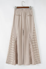 Smoke Gray Boho Lace Patchwork Wide Leg High Waist Pants Pants & Culotte JT's Designer Fashion