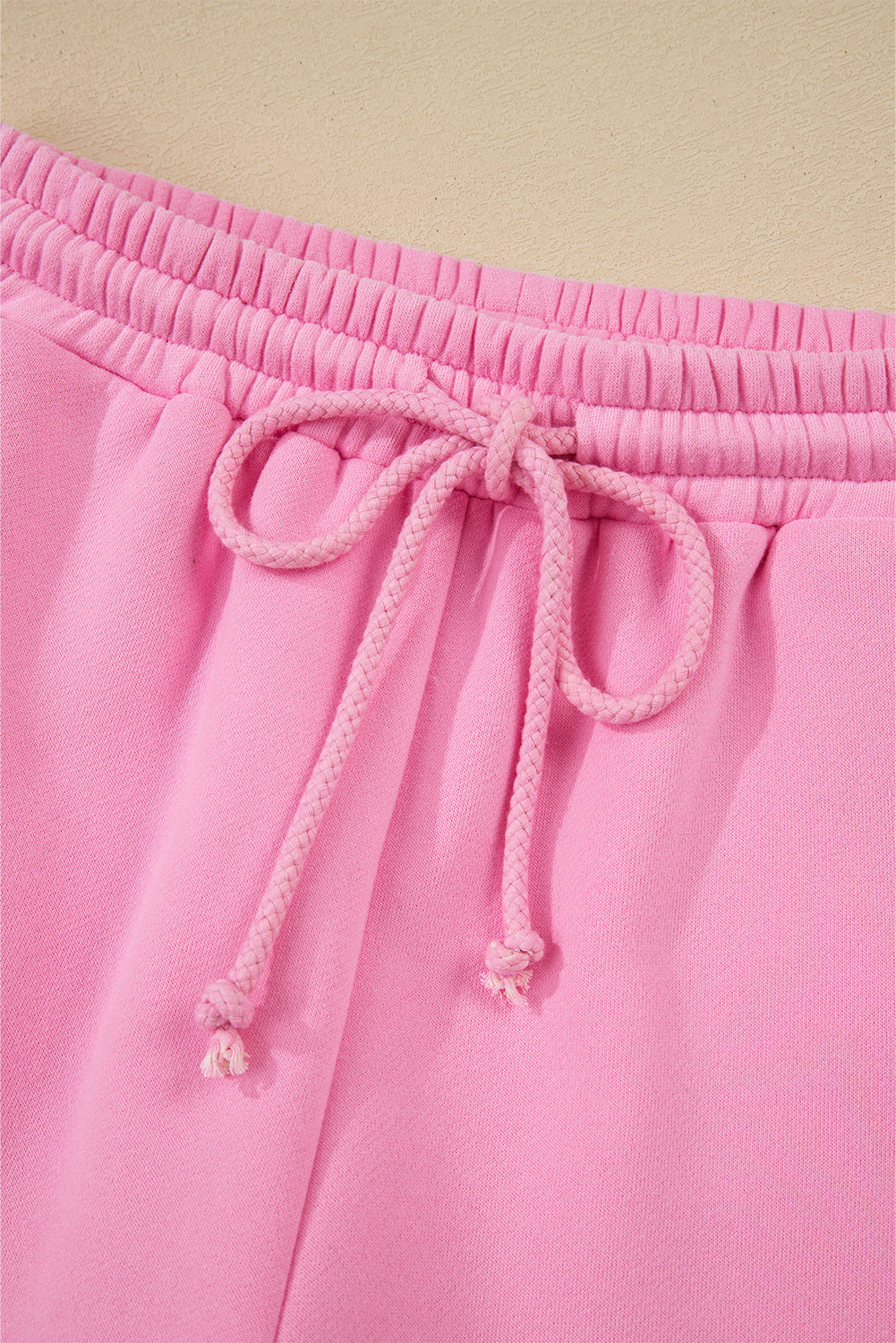 Strawberry Pink Color Block Pullover and Lace-up Elastic Waist Shorts Set Short Sets JT's Designer Fashion