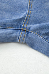 Dusk Blue Raw Hem Unique Cuffs Straight High Rise Loose Jeans Jeans JT's Designer Fashion