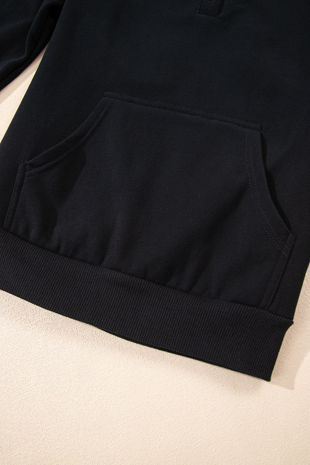 Black Button Drawstring Hooded Pullover and Casual Short Set Short Sets JT's Designer Fashion