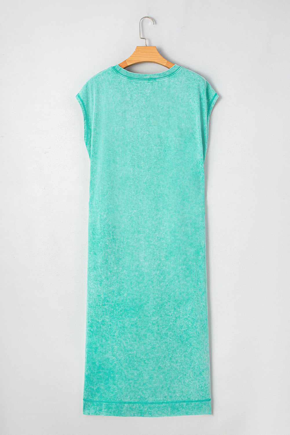 Clearly Aqua Mineral Wash Pocketed T-shirt Long Dress T Shirt Dresses JT's Designer Fashion