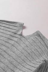 Gray Ribbed Open Front Knit Cardigan Sweaters & Cardigans JT's Designer Fashion