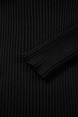 Black Ribbed Knit Cold Shoulder Choker Neck Sweater Sweaters JT's Designer Fashion