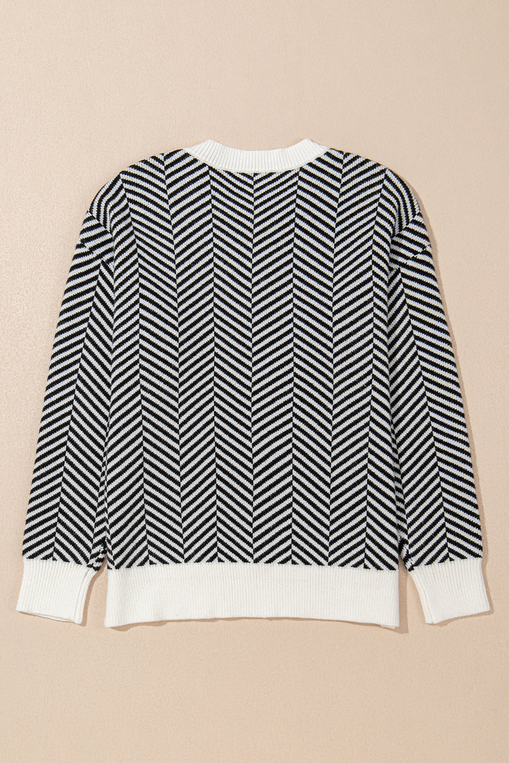 Black Contrast Edge Crew Neck Drop Shoulder Sweater Sweaters JT's Designer Fashion