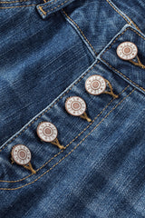 Blue Distressed Button Fly High Waist Skinny Jeans Jeans JT's Designer Fashion