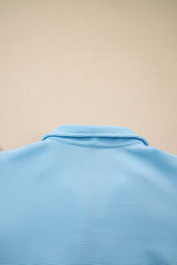 Beau Blue Striped Detail Flutter Sleeve Zipped Collar Short Set Short Sets JT's Designer Fashion