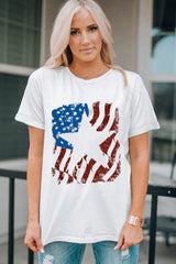 White American Flag Star Graphic Crew Neck T Shirt Graphic Tees JT's Designer Fashion