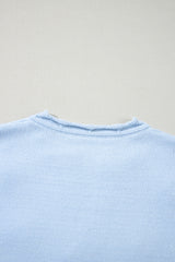Beau Blue Flower Detail Knitted Notched Neck Sweater Sweaters JT's Designer Fashion