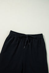 Black Solid Color Fleece Lined Drawstring Waist Casual Pants Pants & Culotte JT's Designer Fashion