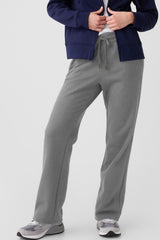 Light Grey Solid Color Fleece Lined Drawstring Waist Casual Pants Pants & Culotte JT's Designer Fashion