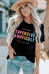 Black EXPENSIVE&DIFFICULT Graphic Tee Graphic Tees JT's Designer Fashion