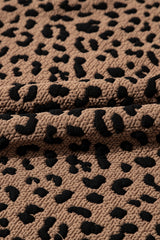 Khaki Leopard Print V Neck Sleeveless Collared Mini Dress Mini Dresses JT's Designer Fashion