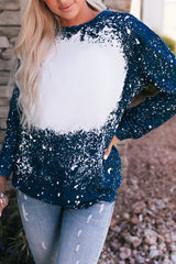 Navy Tie-dyed Crew Neck Pullover Sweatshirt Sweatshirts & Hoodies JT's Designer Fashion