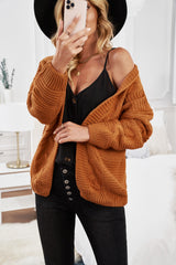 Khaki Chunky Wide Long Sleeve Knit Cardigan Sweaters & Cardigans JT's Designer Fashion