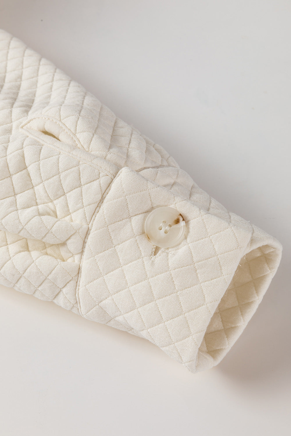 White Solid Color Quilted Sherpa Patchwork Button Up Shacket Jackets JT's Designer Fashion