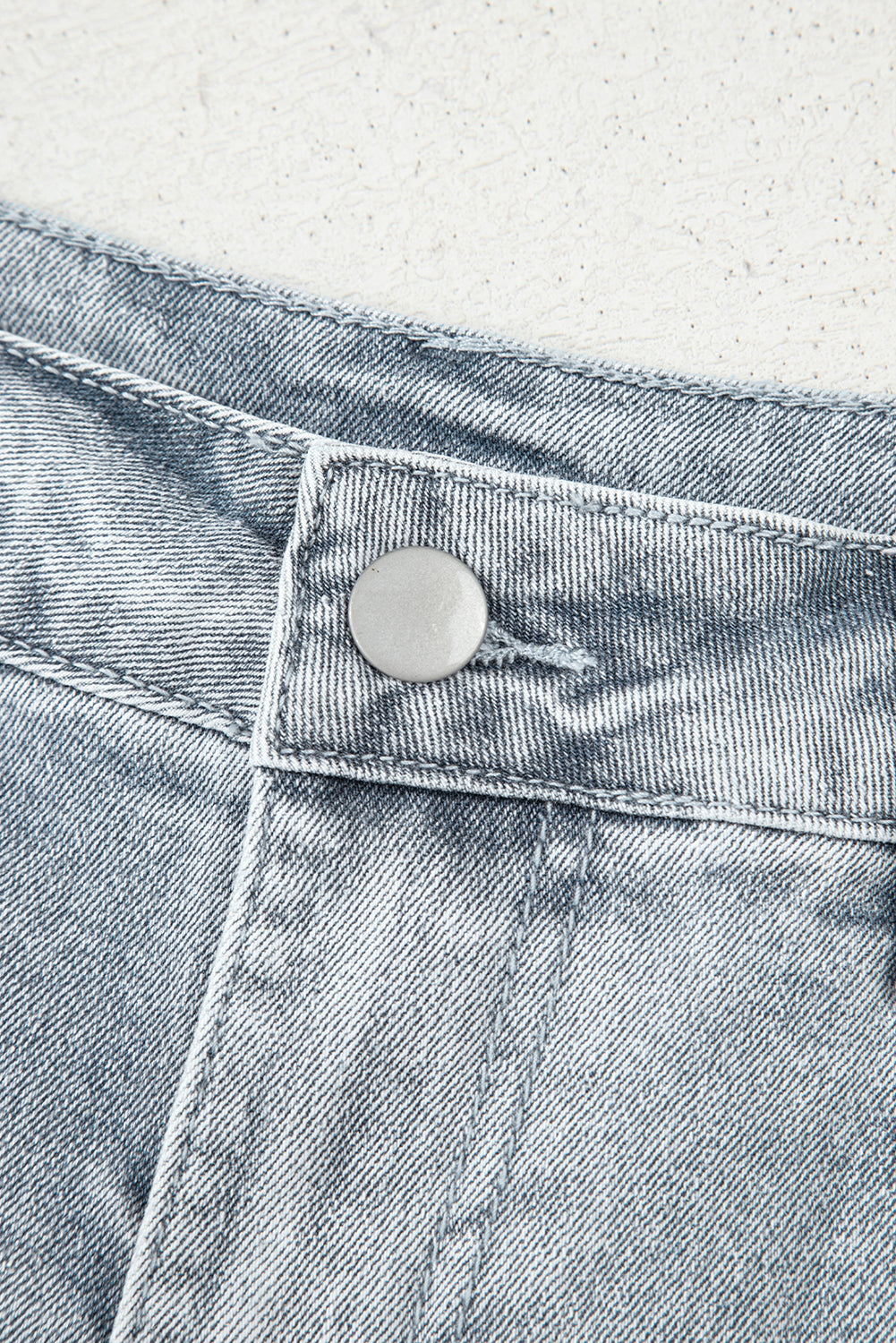 Dusk Blue Scalloped Hemline Acid Wash High Waist Denim Shorts Denim Shorts JT's Designer Fashion