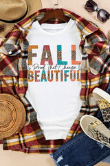 White FALL BEAUTIFUL Leopard Print Short Sleeve T Shirt Graphic Tees JT's Designer Fashion