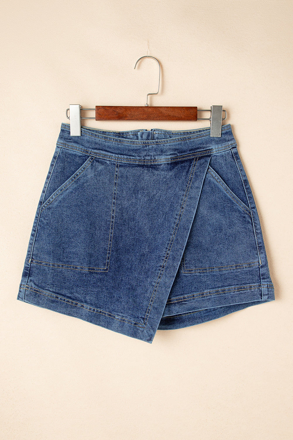 Ashleigh Blue Faux Wrapped Mini Denim Skort Denim Shorts JT's Designer Fashion