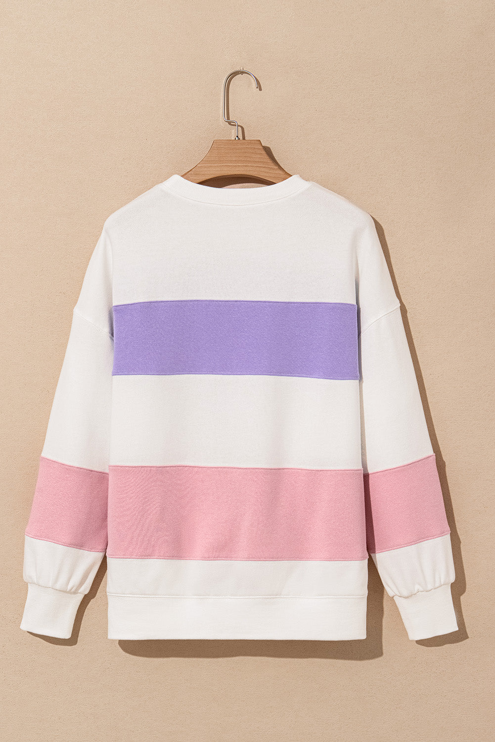 Beige Colorblock Patchwork Drop Shoulder Crewneck Sweatshirt Sweatshirts & Hoodies JT's Designer Fashion