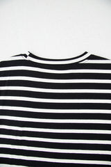 Black White Striped Short Sleeve Top and Shorts Set Short Sets JT's Designer Fashion