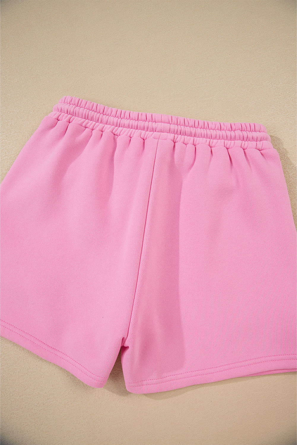 Strawberry Pink Color Block Pullover and Lace-up Elastic Waist Shorts Set Short Sets JT's Designer Fashion