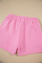 Strawberry Pink Color Block Pullover and Lace-up Elastic Waist Shorts Set Short Sets JT's Designer Fashion