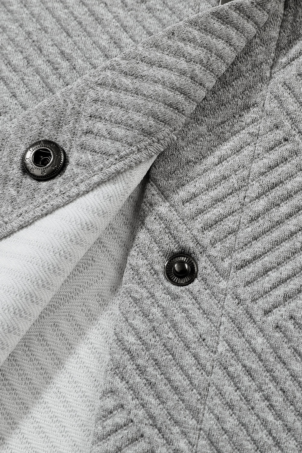 Gray Solid Textured Flap Pocket Buttoned Shacket Jackets JT's Designer Fashion