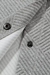 Gray Solid Textured Flap Pocket Buttoned Shacket Jackets JT's Designer Fashion