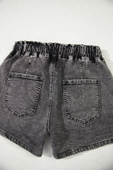 High-rise Drawstring High Waist Casual Denim Shorts with Pockets Denim Shorts JT's Designer Fashion