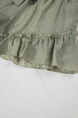 Laurel Green Textured Tie Waist Ruffle Hem Shorts Casual Shorts JT's Designer Fashion