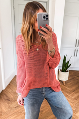 Coral Crochet Hollow-out Jumper Top Sweater Sweaters JT's Designer Fashion