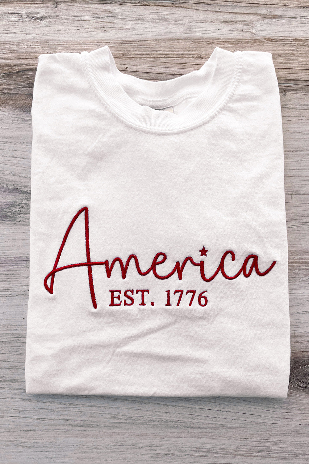 White America EST.1776 Embroidered Graphic Tee Graphic Tees JT's Designer Fashion