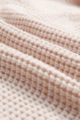 Apricot Waffle Knit Buttons Hooded Sweater with Pocket Sweaters & Cardigans JT's Designer Fashion