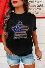 Black Flag Inspired Rhinestone Star Graphic T Shirt Graphic Tees JT's Designer Fashion