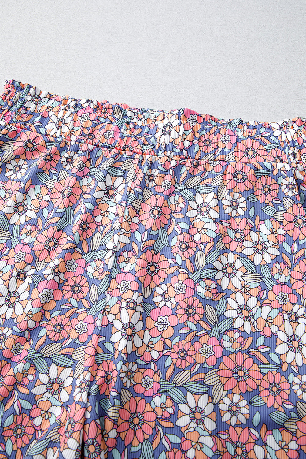 Sky Blue Floral Print Spaghetti Straps Tank Top and Shorts Set Short Sets JT's Designer Fashion
