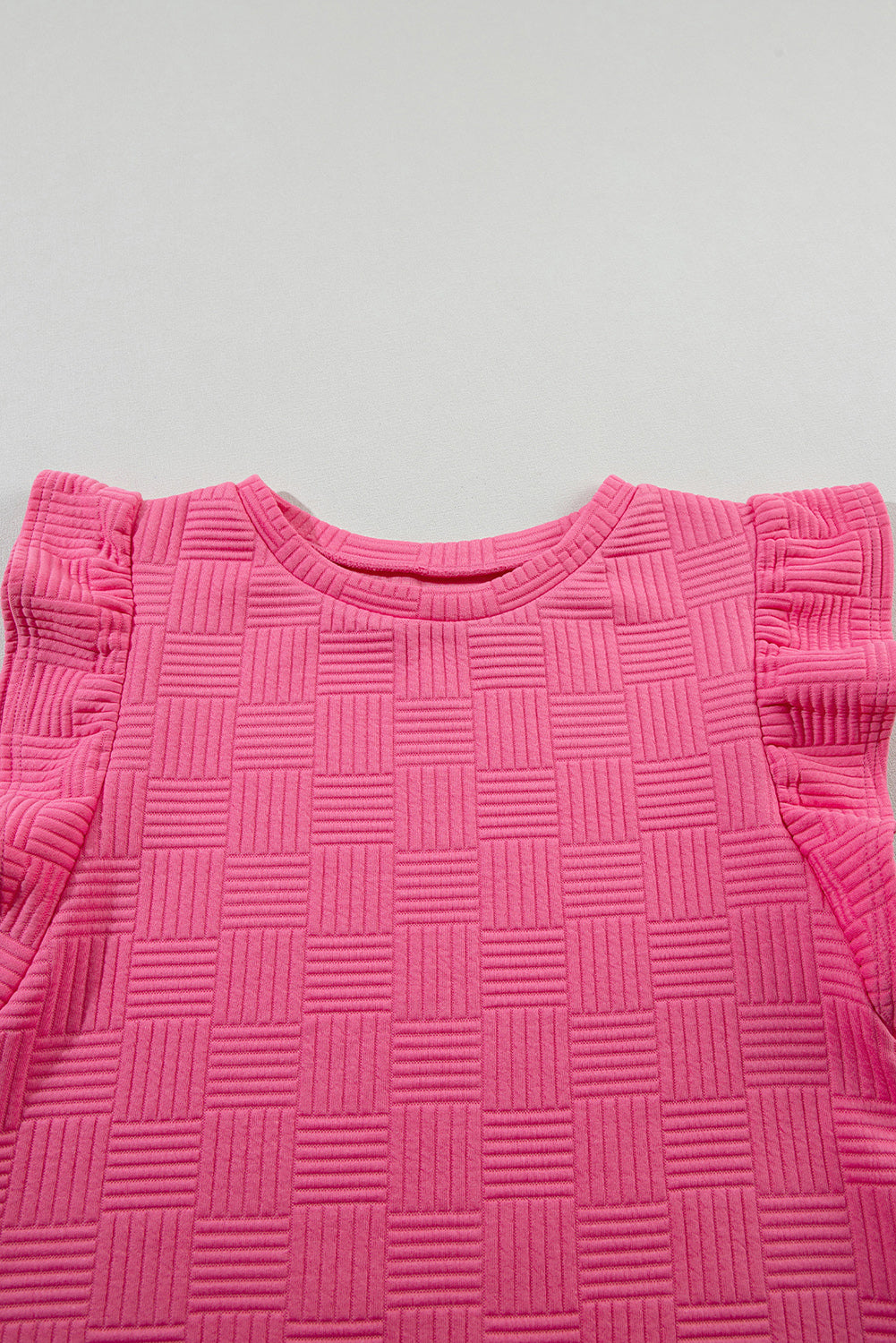 Bonbon Textured Ruffled Sleeve Tee and Drawstring Elastic Waistband Shorts Set Short Sets JT's Designer Fashion