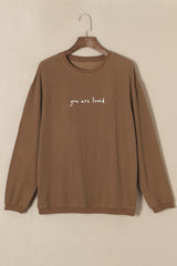 Khaki You Are Loved Print Corduroy Sweatshirt Sweatshirts & Hoodies JT's Designer Fashion